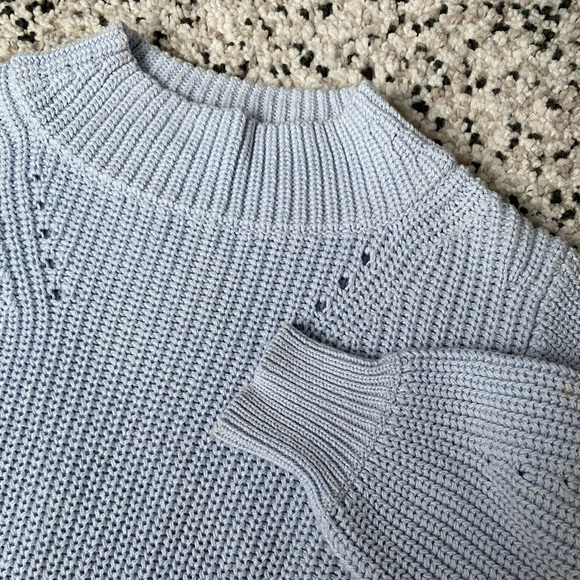 J Crew Mockneck Fisherman Sweater - Periwinkle - Picture 3 of 5